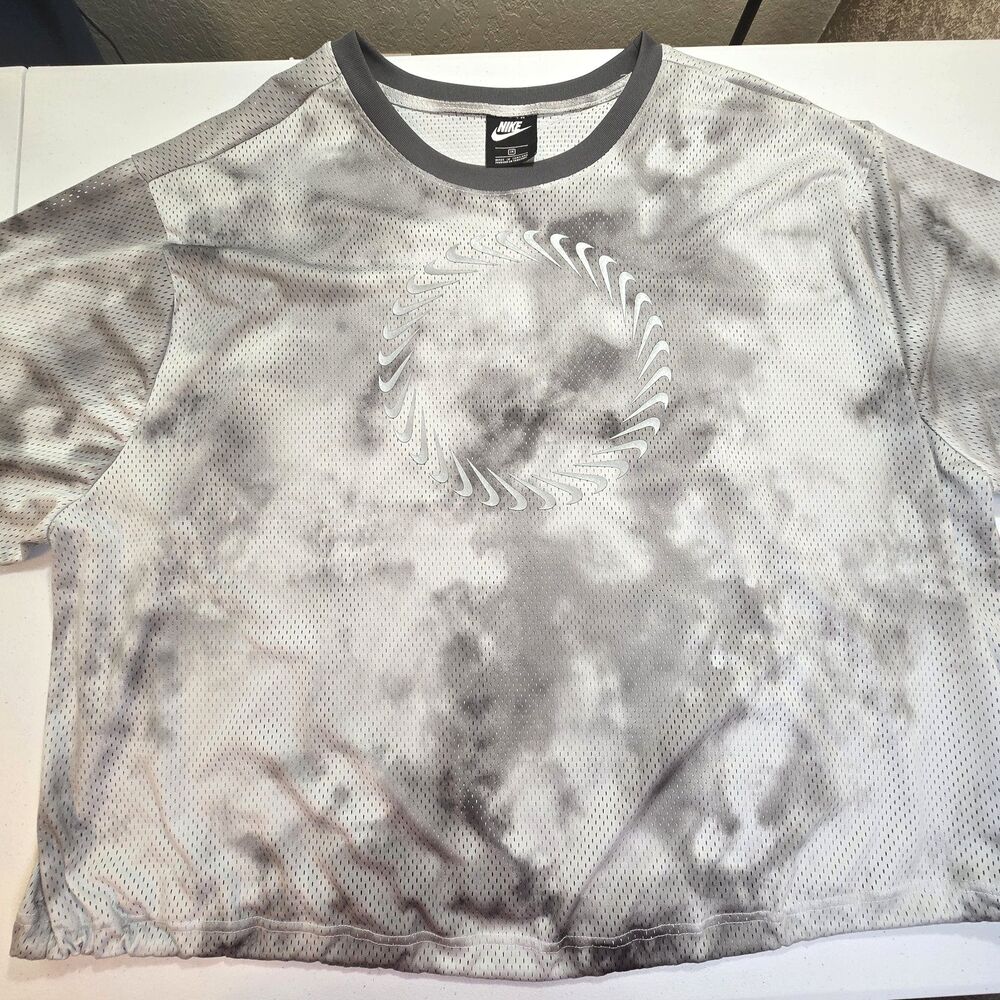 Nike Women's Sportswear Icon Clash Mesh Crop Top Shirt Size Plus 3X Drawstring